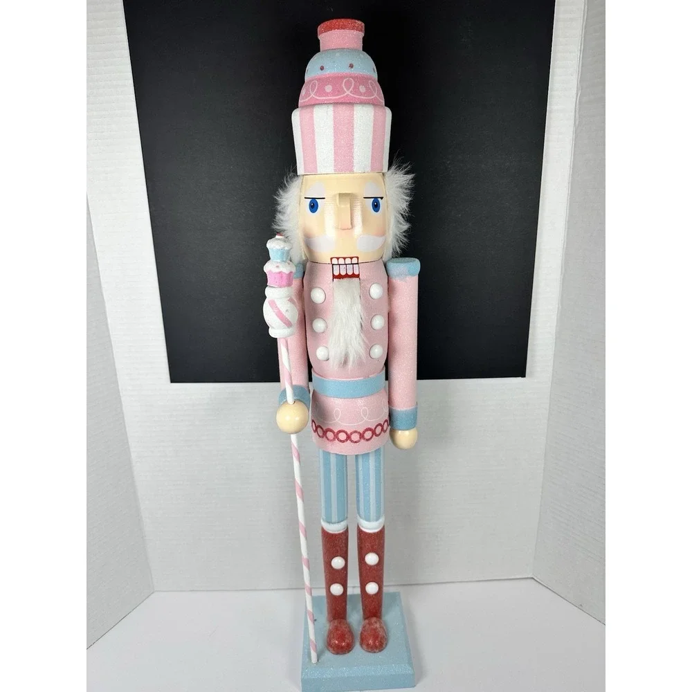 Pastel Candy Nutcracker 24 in Pink Blue Glitter Christmas Decor Sweet Shoppe